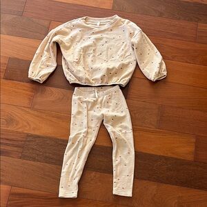 Rylee + Cru Cream Sweatshirt and Legging Set with Tiny Brown Stars